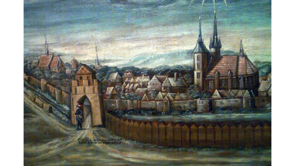 Ein Gemälde von Neuruppin im Mittelalter