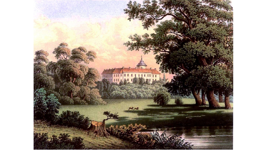 Das Schloss Wiesenburg in einer Darstellung aus dem 19. Jahrhundert