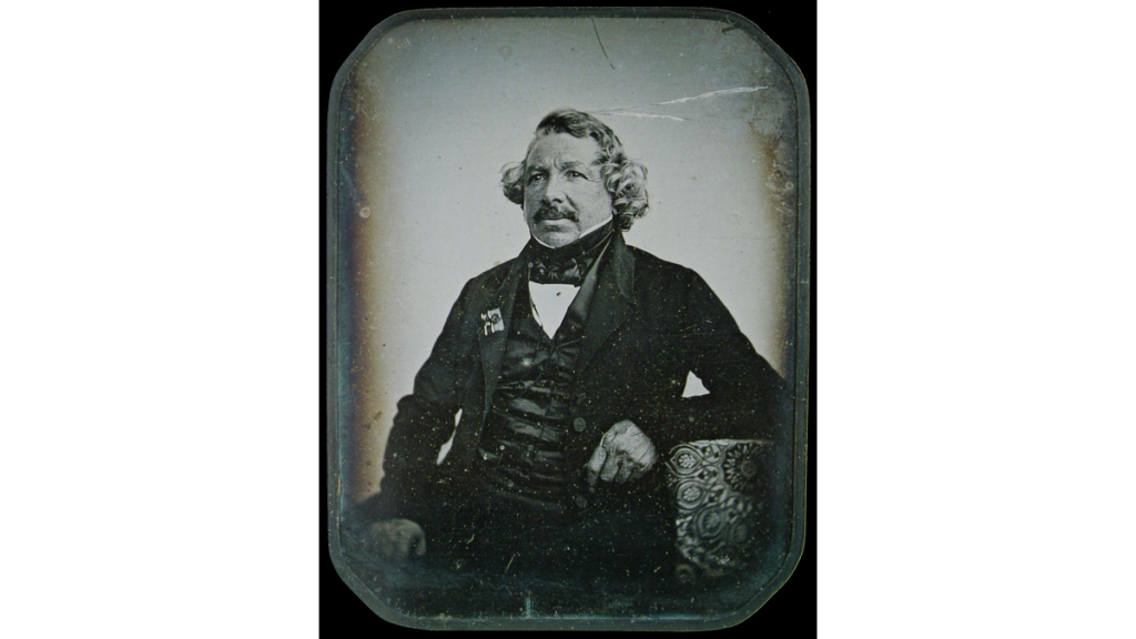 Eine Daguerreotypie von Louis Daguerre, ihrem Erfinder