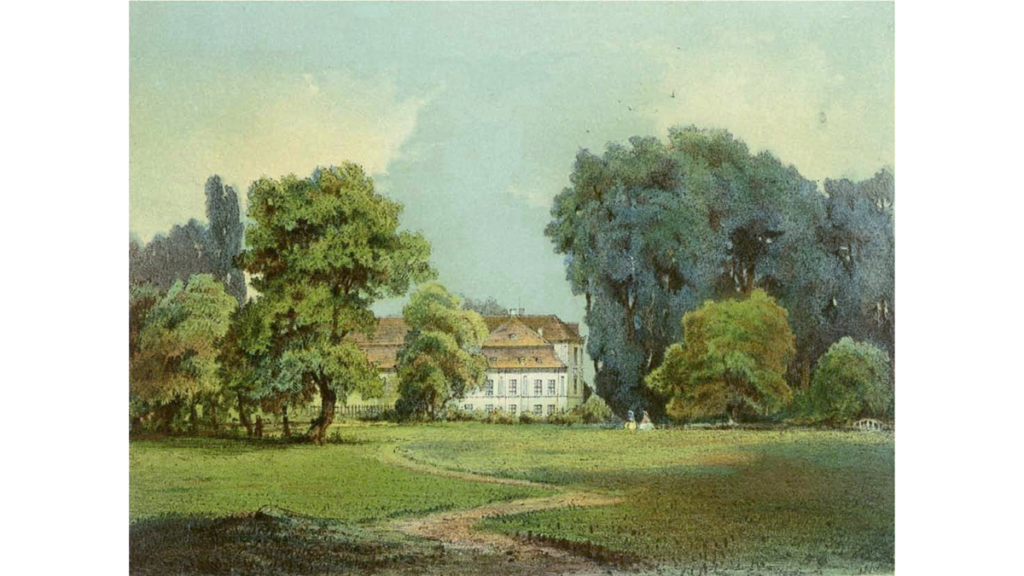 Schloss Reckahn auf einer Darstellung aus dem 19. Jahrhundert
