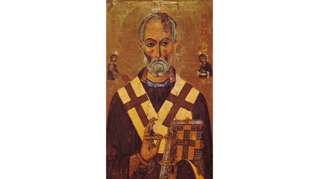 Bischof Nikolaos, auch Nikolai von Myra, auf einer Ikone aus dem 13.Jahrhundert