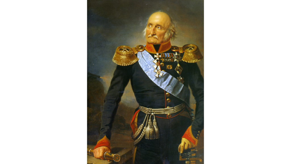 Ein gemaltes Porträt des Grafen von Sayn-Wittgenstein in Uniform