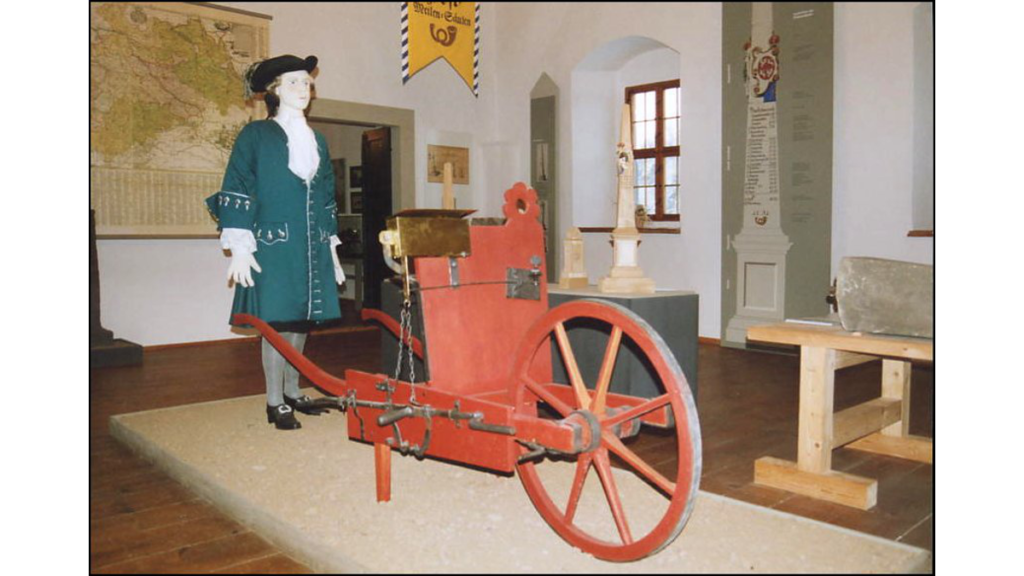 Der Nachbau einer Messschubkarre im Museum von Schloss Lauenstein