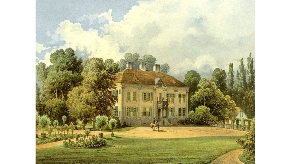 Eine Darstellung von Schloss Stülpe aus dem Jahr 1859-1860.