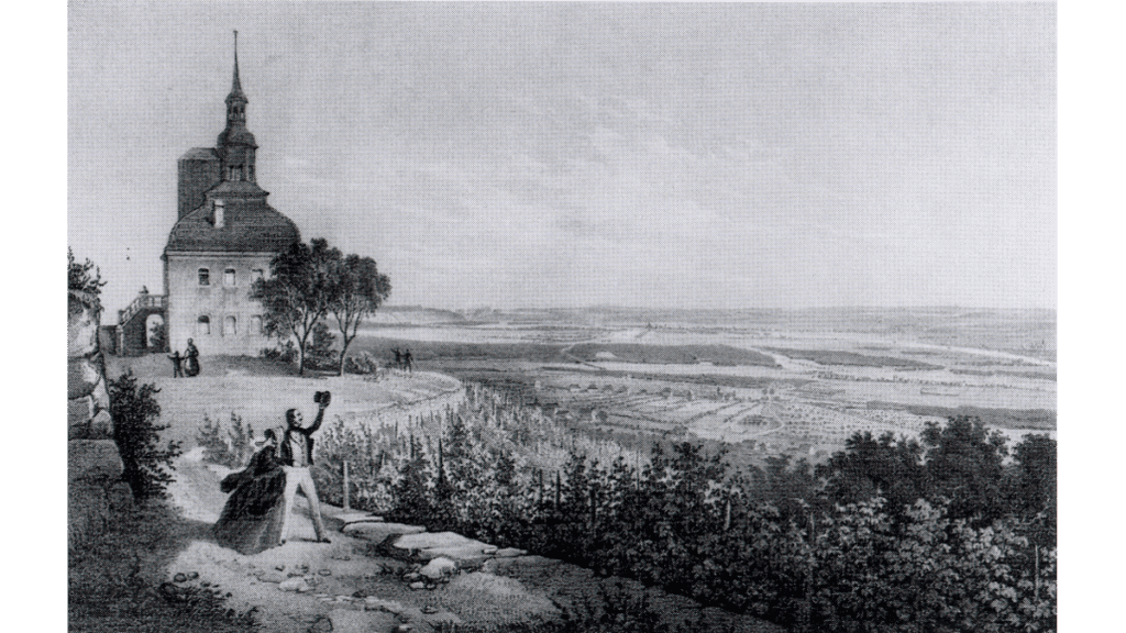 Blick über das Elbtal vom Spitzhaus im Jahr 1800.