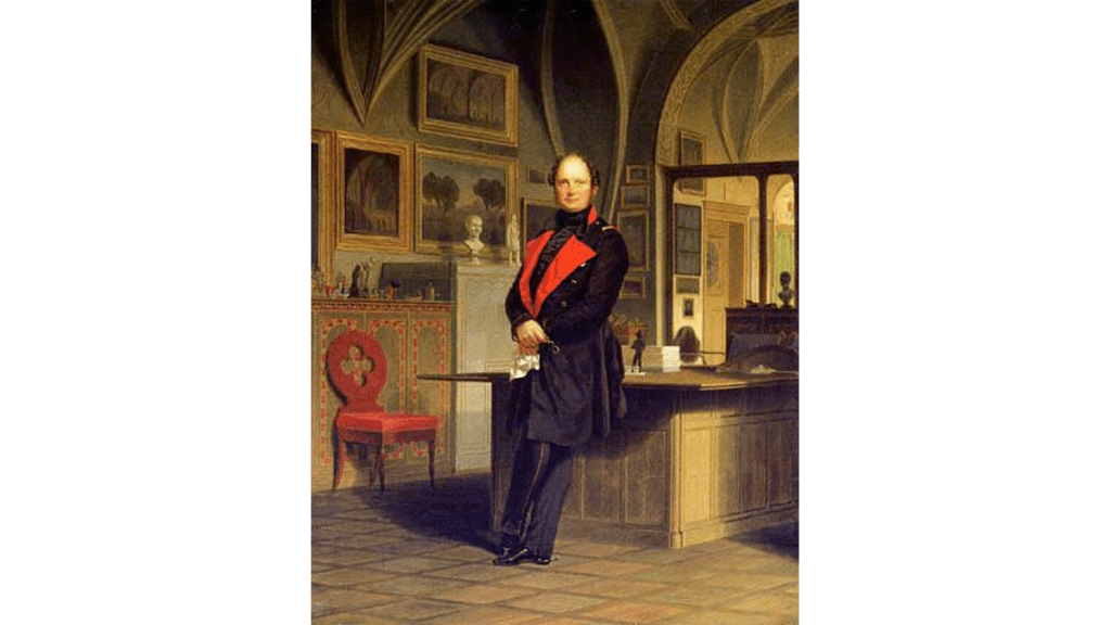 Ein Porträt von Krüger zeigt König Friedrich Wilhelm IV. in seinem Arbeitszimmer.