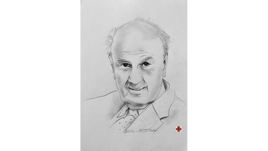 Ein gezeichnetes Porträt des Kunstmäzens Alfred Gunzenhauser