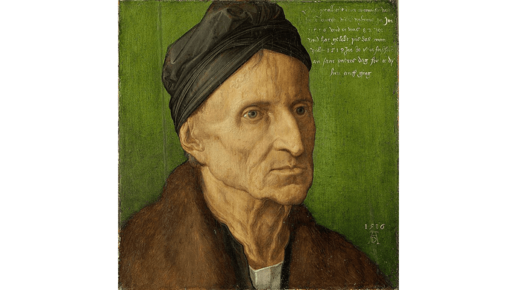 Ein Porträt des Malers Michael Wolgemut geschaffen von Albrecht Dürer.