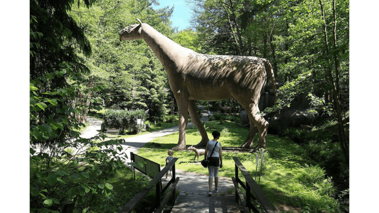Das Modell eines Paraceratheriums, ein Verwandter der heutigen Nashörner, im Urzeitpark Sebnitz.