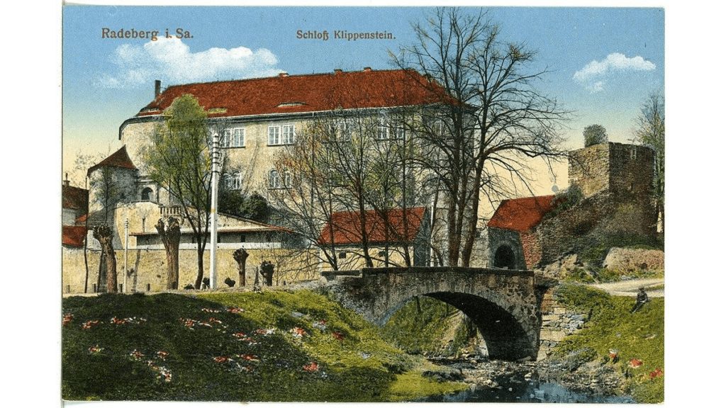 Die Hundestallbrücke über die Große Röder auf einer historischen Abbildung von 1916.