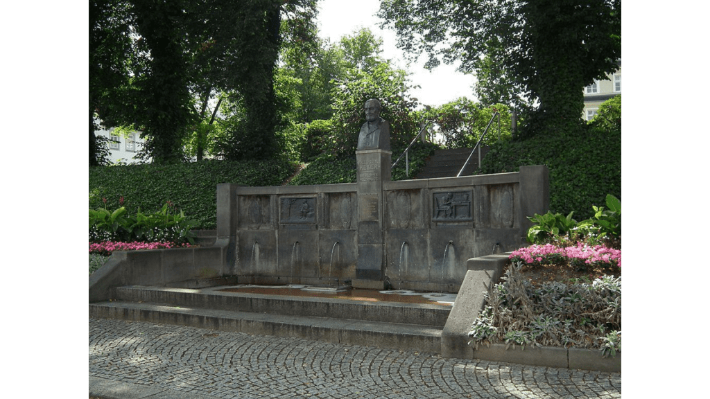 Ein Brunnendenkmal in Hainichen für den Ehrenbürger und gebürtigen Hainicher Tüftler Friedrich Gottlob Keller.