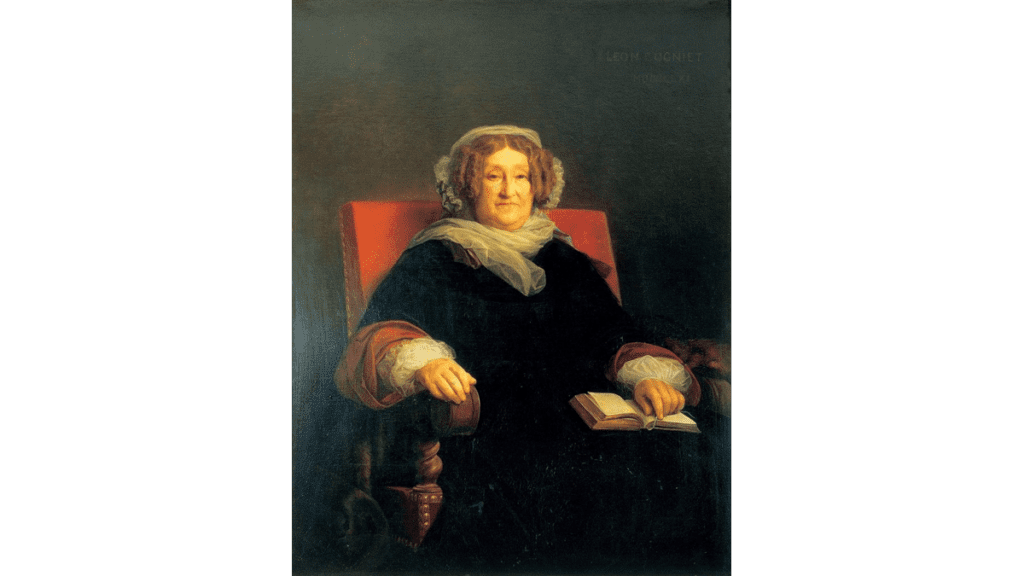 Ein Porträt von Madame Barbe-Nicole Cliquot (1777-1866), die das Rütteln von Schaumwein erfand.