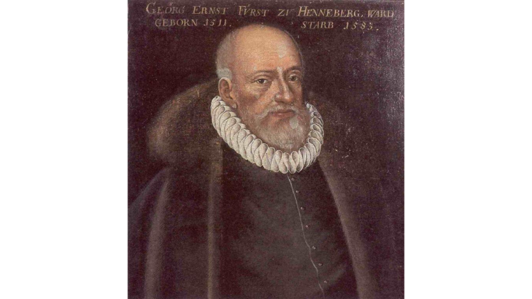 Ein Porträt von Georg Ernst Fürst zu Henneberg (1511-1583) auf der Johanniterburg Kühndorf.