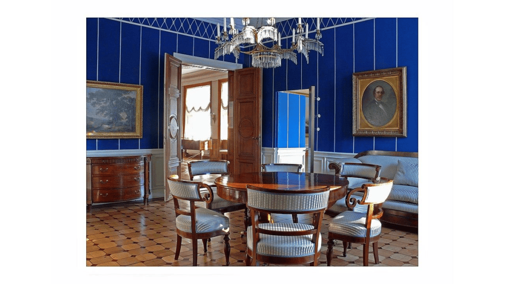 Das blaue Zimmer auf Schloss Ahrensburg.