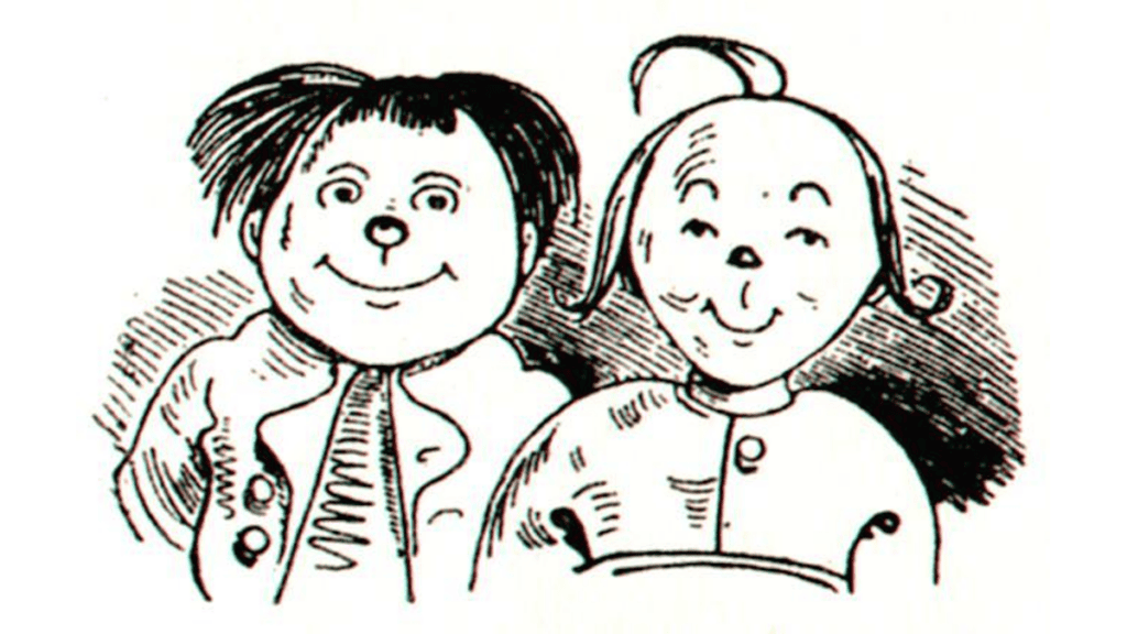 Eine Zeichnung von Max und Moritz aus der Feder des Karikaturisten und Malers Wilhelm Busch.
